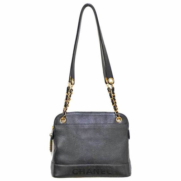 Chanel Bag Gold Shoulder Black Bag Tote Logo Caviar Skin Bag Chain Embroidery - Picture 1 of 5